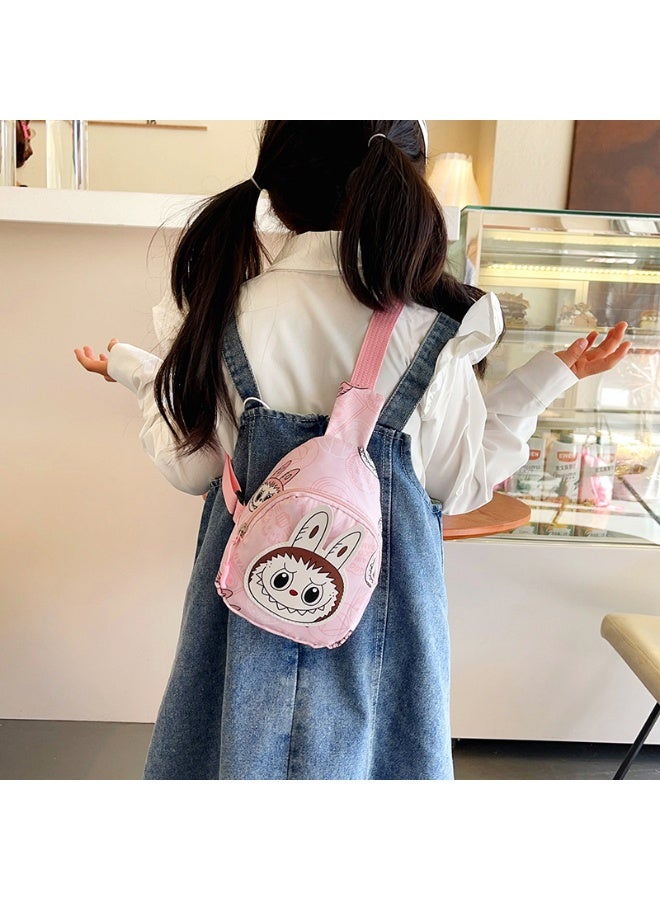 حقيبة كروس بودي آمنة مقاومة للعرق للأطفال بنمط  باللون الوردي، حقيبة خصر صغيرة خفيفة الوزن بطبعة كرتونية، مناسبة لحقيبة الصدر الرياضية للأطفال في سن المدرسة - Image 2